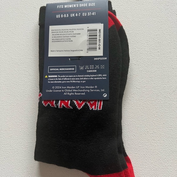 Iron Maiden Crew Socks ~ Women's Sizes 6 - 9.5 ~ One Pair (F1) - Picture 2 of 2